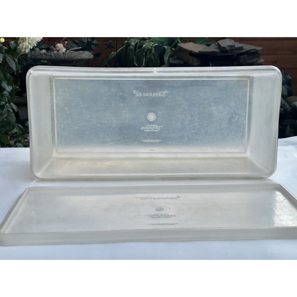 Vintage Tupperware 606-2 Jumbo Bread Keeper Container & Lid 607-1 Clear 14" x 6"